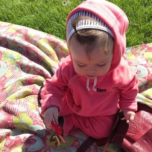 Girls Pink Fleece Patagonia Bodysuit